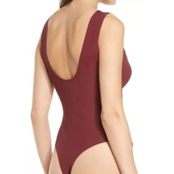 Free People Women's Red One-Piece Bodysuit Lace Ruffle Wide Strap Size S (G-3) - Picture 2 of 8